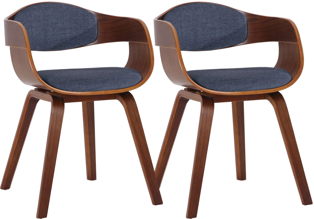 Set di 2 sedie Kingston in tessuto Noce/blu chiaro
