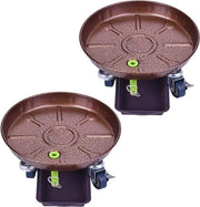 Rotolatore di piante a rullo metallico, cesta per piante con ruote, per interni ed esterni, casa in giardino, rotolatore per fiori per interni ed esterni, supporto per piante, rotolatore per fiori (33 cm, bronzo)