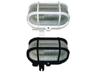 PLAFONIERA OVALE CON GABBIA- - max 40w IP44 - mm.185x107x105h. colore nero - 2 pezzi SYNTESY