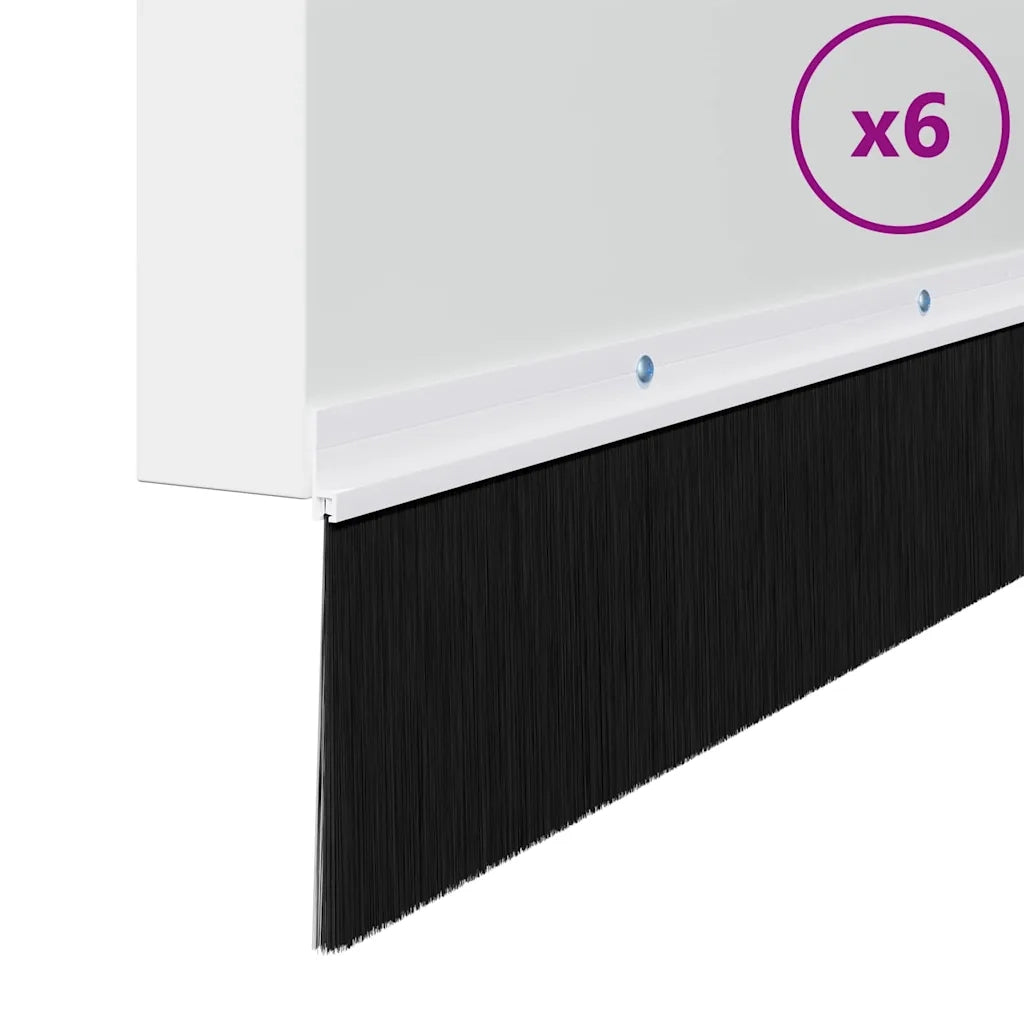 Spazzole per porte a vite 6 pcs Bianco 100 cm Lega di alluminio