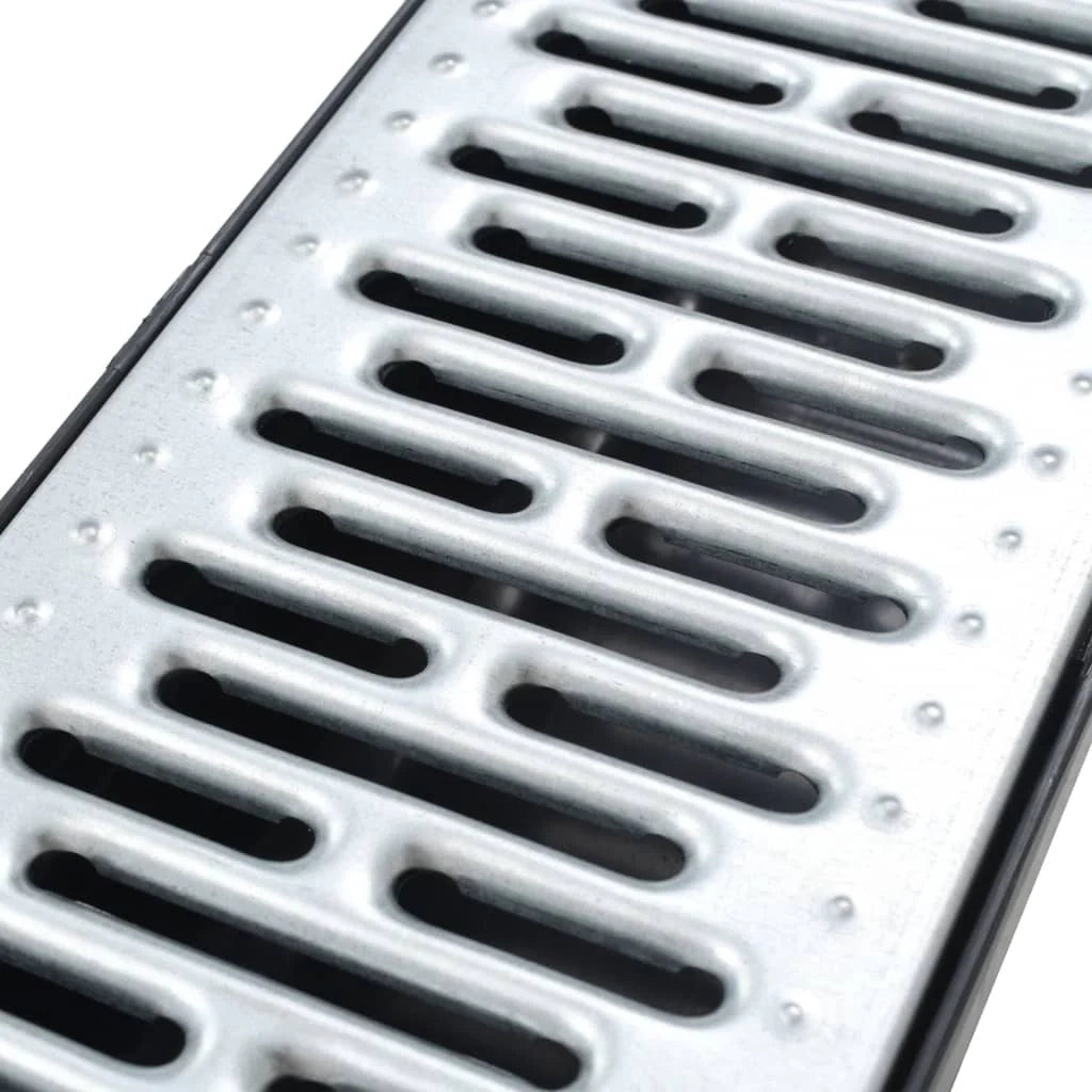 Set di 3 canaline di drenaggio in acciaio per drenaggio vialetto 100 cm patio esterno 02_0002993