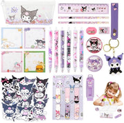 Set di attrezzi scolastici Kit di articoli da ufficio per bambine Scuola diurna Pennarelli con etui Pennarelli con chiave Anello con badge Etichette Sticker Registrazione scolastica Regali per la ricreazione Cadeau di ritorno a scuola