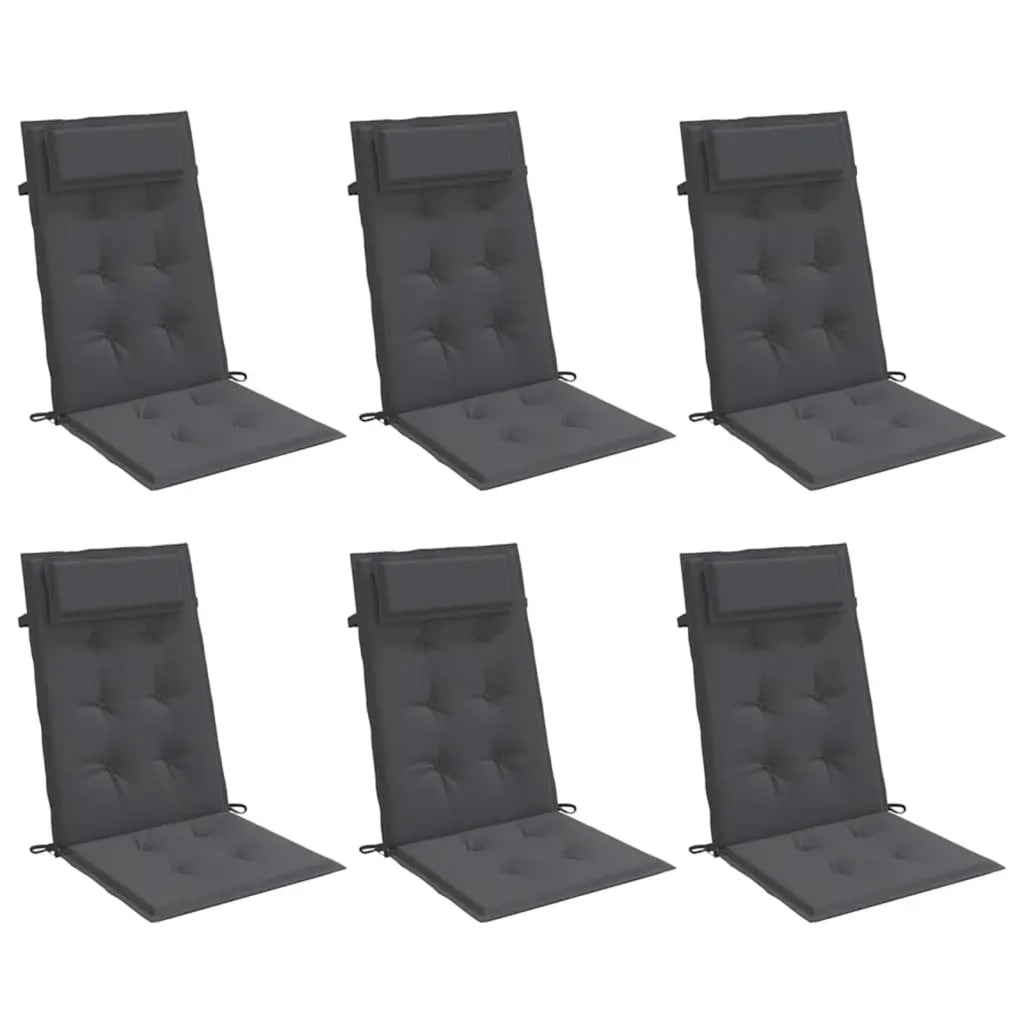 Cuscini per Sedia Schienale Alto 6 pz Antracite Tessuto Oxford