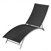 Lettino Prendisole in Acciaio e Textilene Nero cod mxl 27041