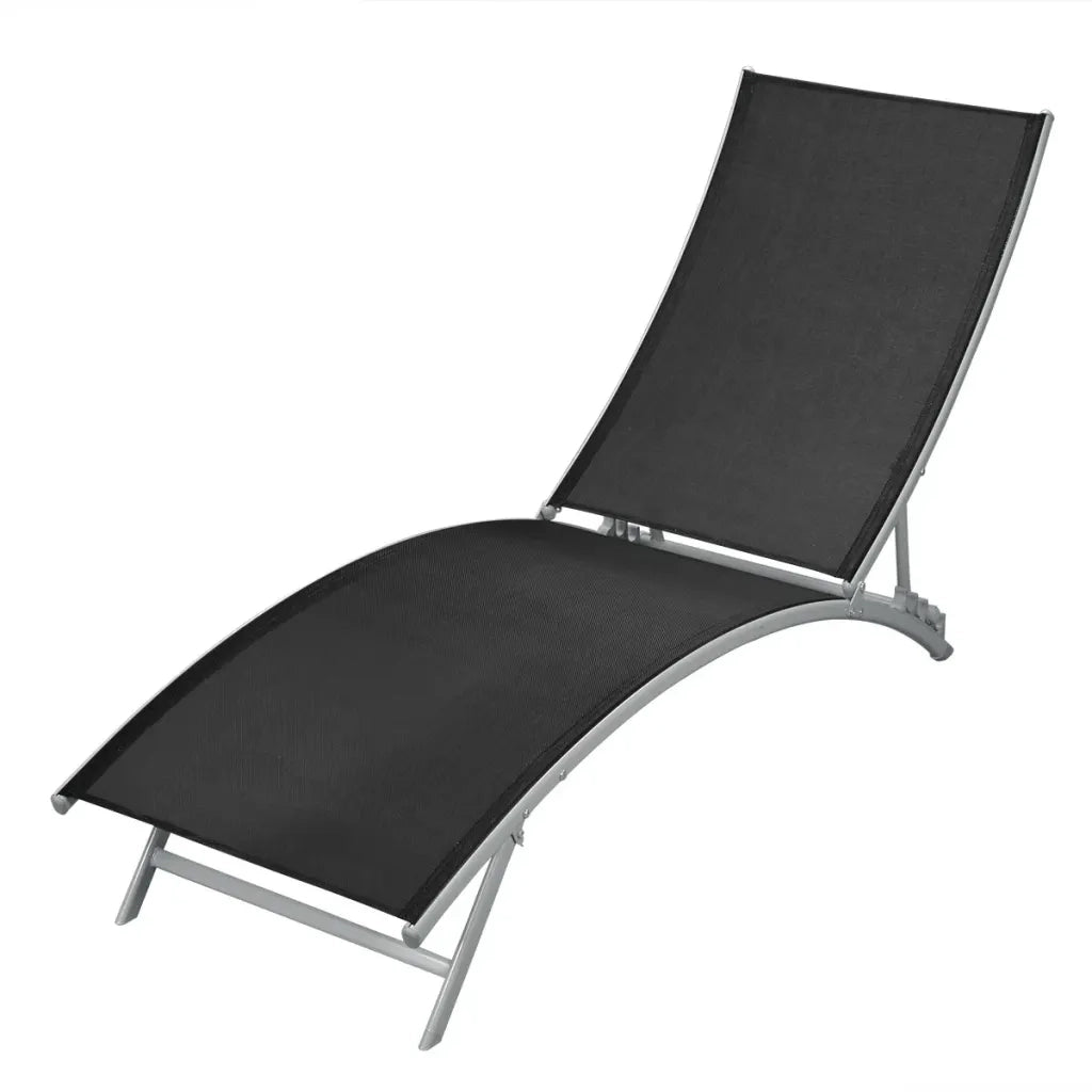 Lettino Prendisole in Acciaio e Textilene Nero cod mxl 27041