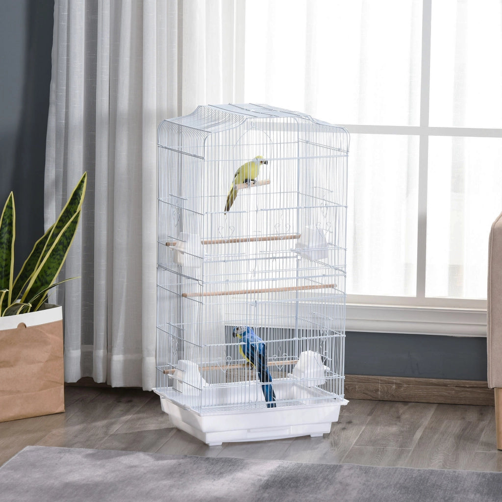 Gabbia per Uccelli Voliera Portatile con Vassoio ¨C zephmum ¨C Bianco 46.5x35.5x92cm