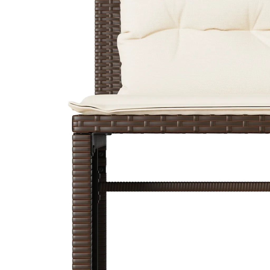 Set Divano da Giardino 4 pz | Set Salotto da Giardino con Cuscini Marrone in Polyrattan