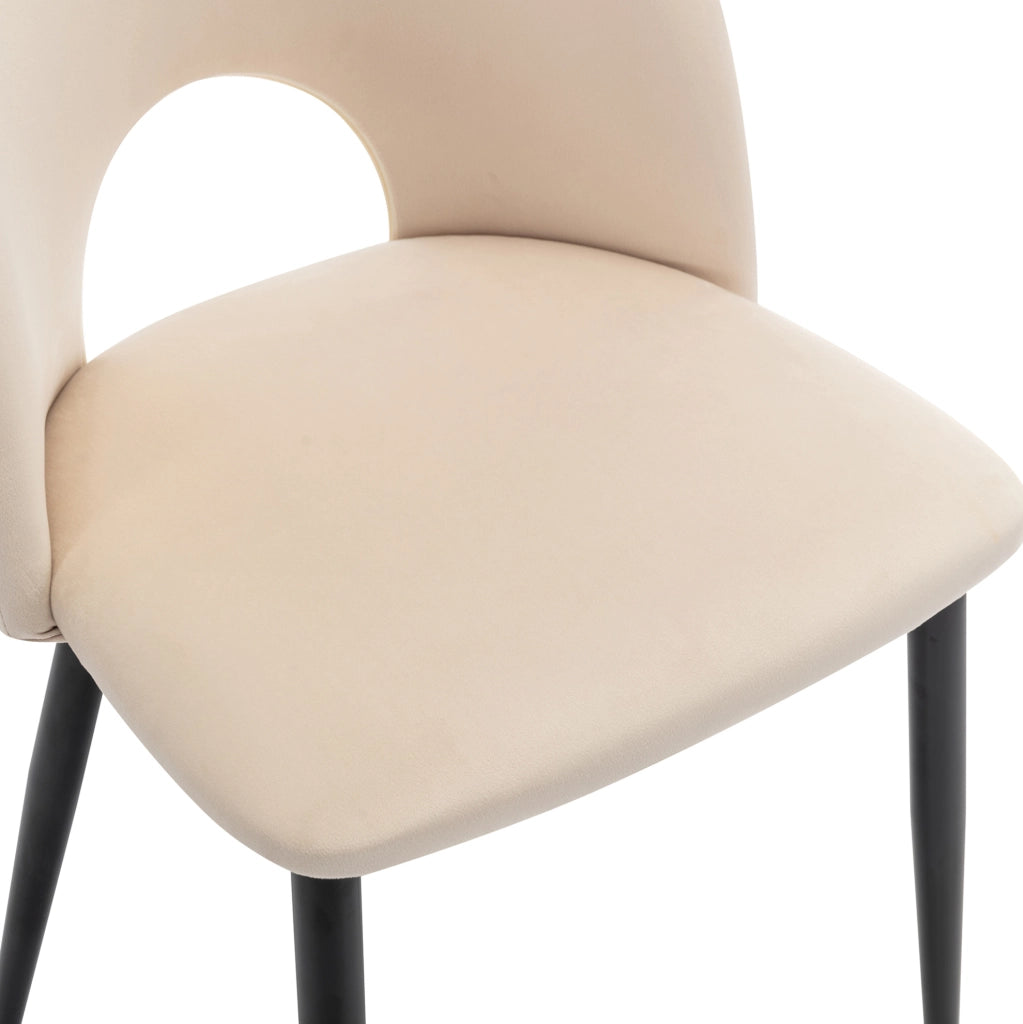Set di 2 sedie da pranzo imbottite in velluto beige con gambe regolabili