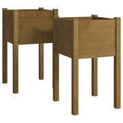 Fioriera rialzata per piante fiori giardino terrazze set da 2 40 x 40 x 70 cm legno di pino massiccio marrone 02_0038965
