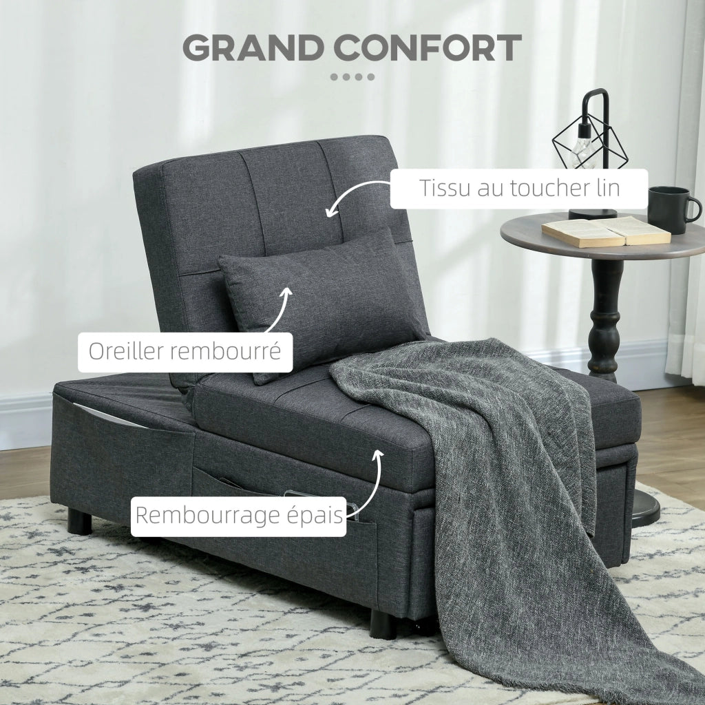 Poltrona letto regolabile con cuscino ¨C zephmum ¨C grigio