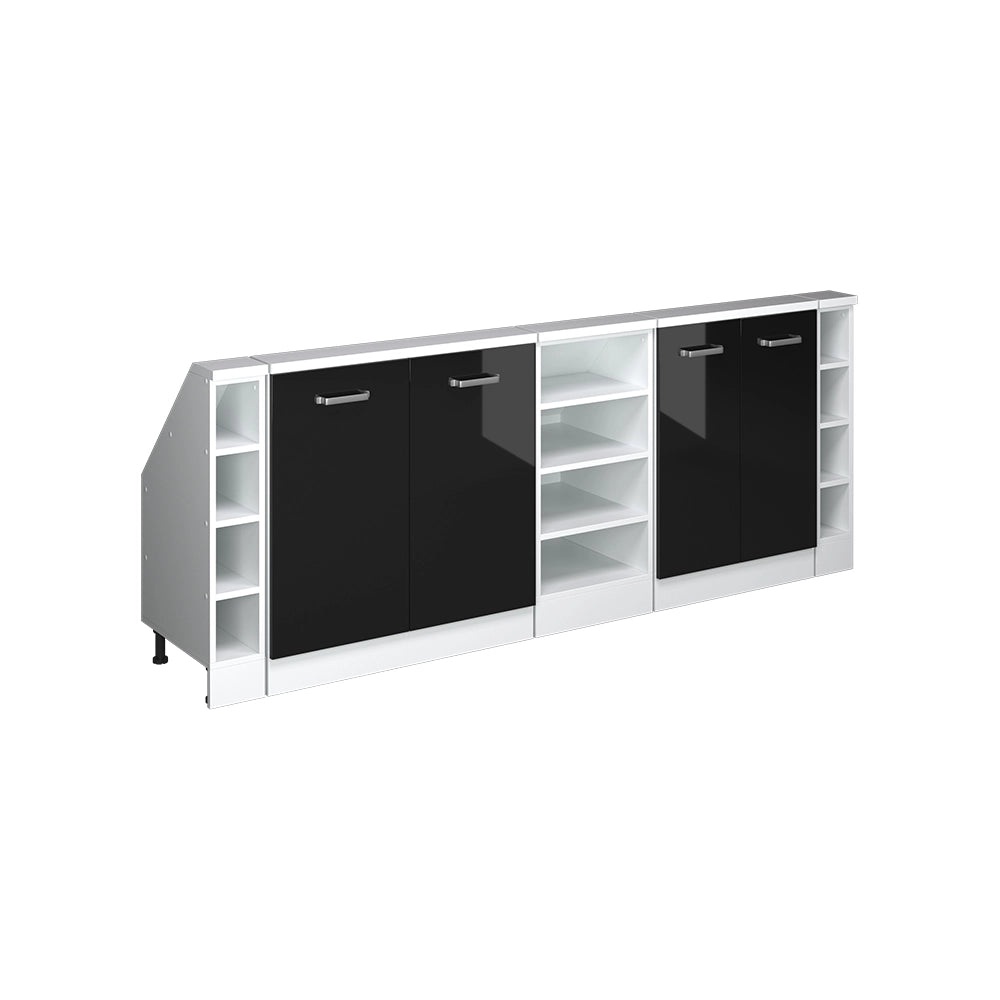 Set di mobili sottotetto Rion Nero lucido/Bianco Set di 5 Vicco