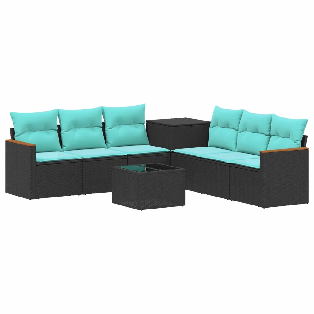 Set di divani 8 pz Nero e Blu Rattan sintetico e Acciaio 3448532