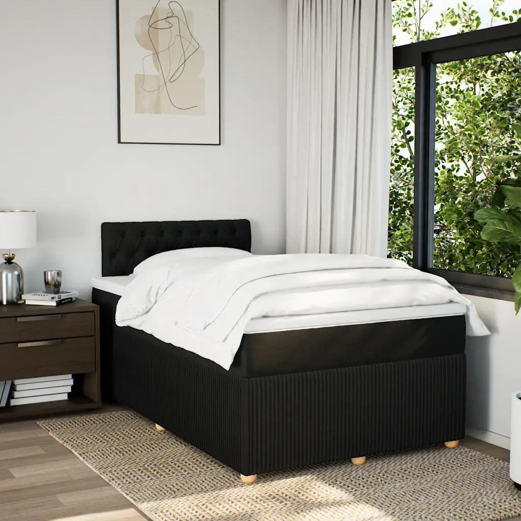 Giroletto a Molle con Materasso Nero 120x190 cm in Tessuto