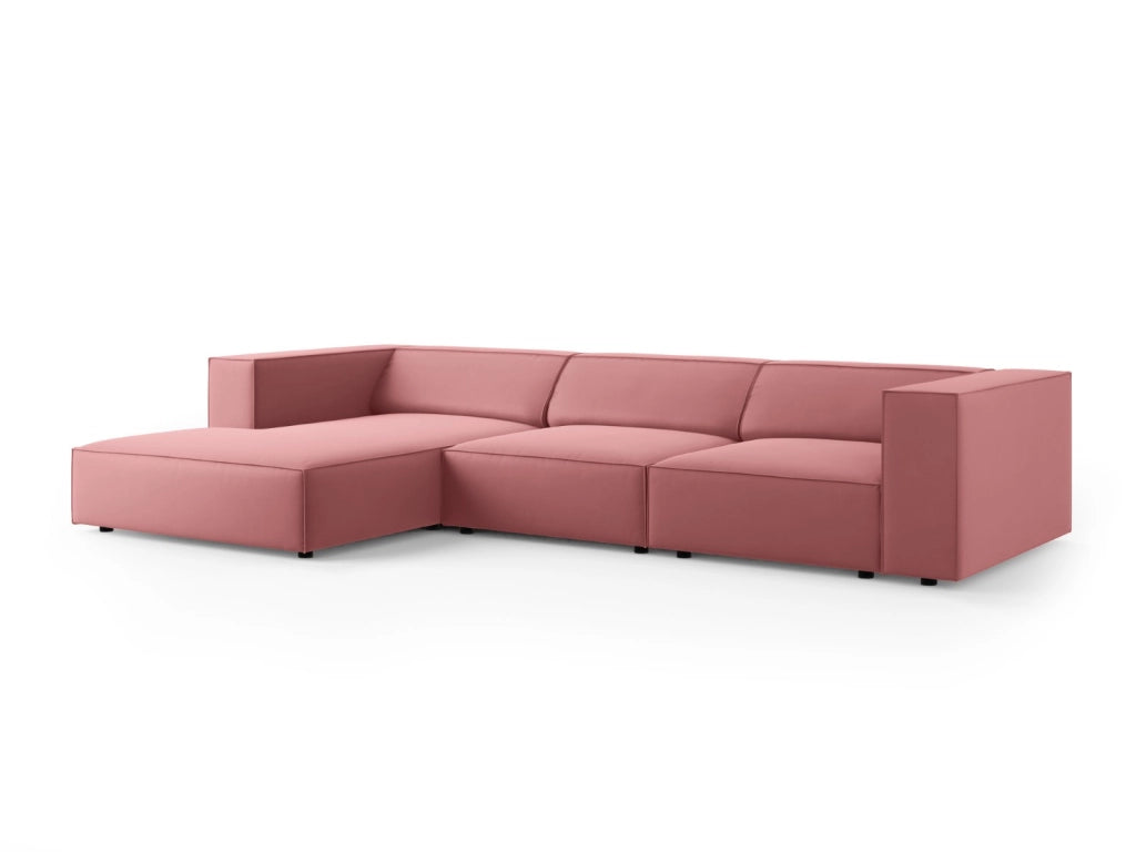 Cosmopolitan Design - Divano angolare sinistro "Arendal" 4 posti in velluto salmone 