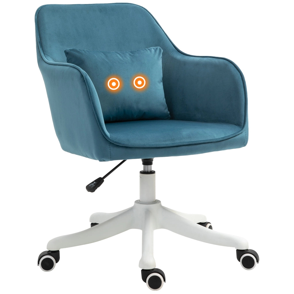 Sedia da Ufficio in Velluto ¨C Xylo ¨C Blu con Cuscino Lombare e Rotazione 360¡ã