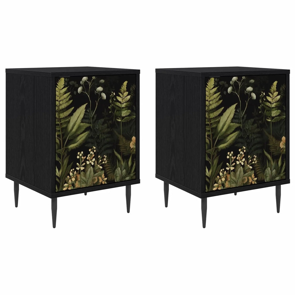 Armadio da Notte RHENEN 2 pz Rovere Nero 36 x 33 x 51 cm 8007230
