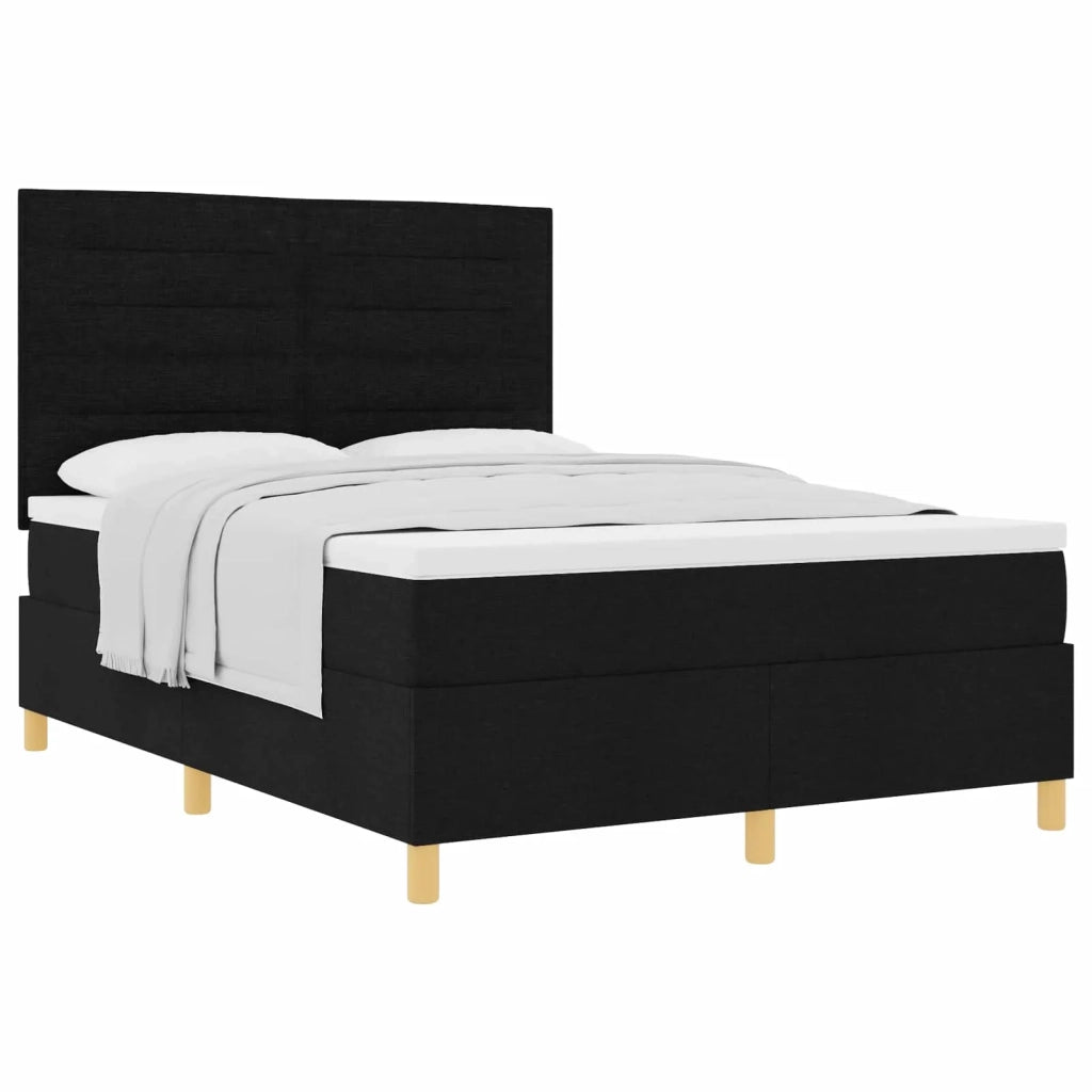 Letto a molle con materasso Nero 140 x 190 cm Tessuto