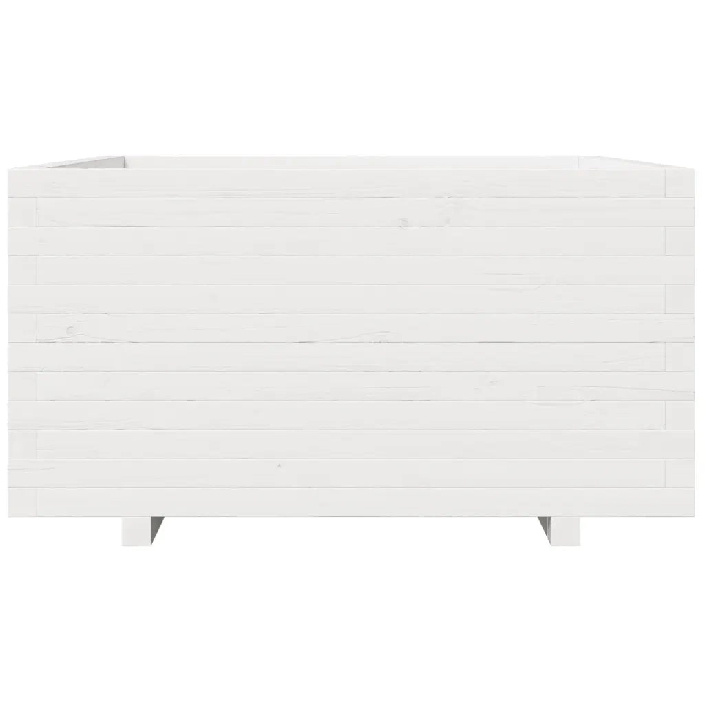 Fioriera da Giardino-Vaso da Esterno Bianca 90x90x49,5cm Legno Massello di Pino