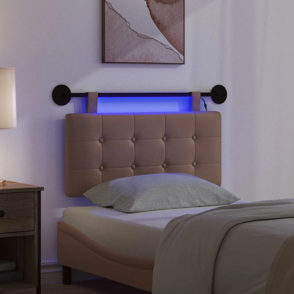 Testiera sospesa Con luce LED Cappuccino Similpelle 3424383