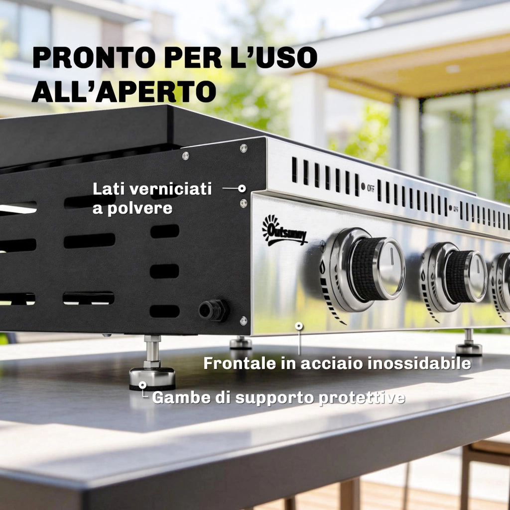 Griglia a Gas , portatile da tavolo con vaschetta raccogligrasso, colore nero.