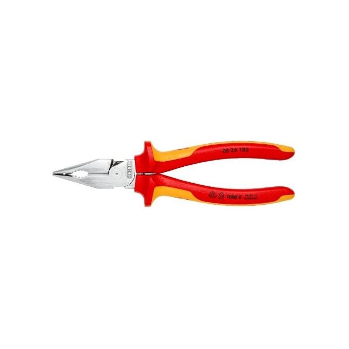 Knipex 08 26 185 Pinza a Becco Lungo con Isolamento VDE 1000 V Lunghezza 185 mm colore Arancione Rosso