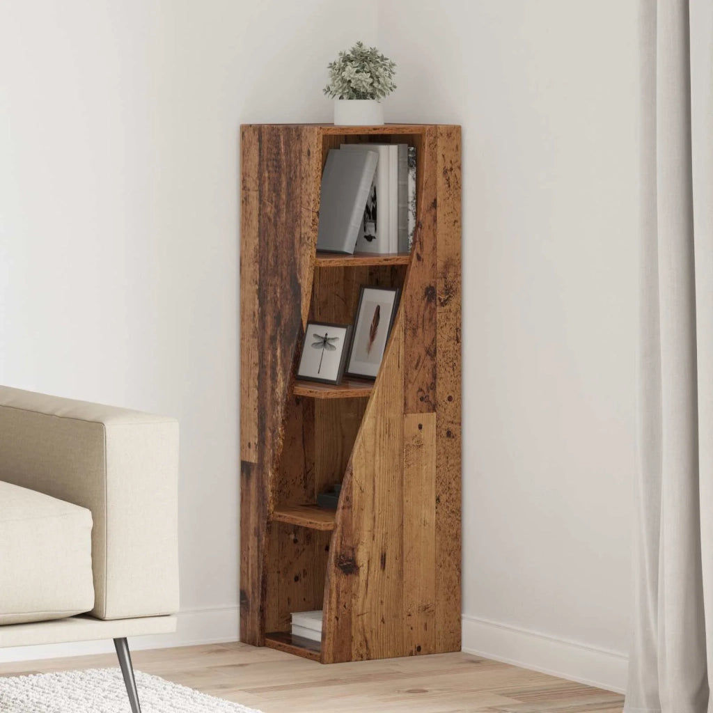 Mobile angolare 32x32x102cm Legno ingegnerizzato Legno vecchio 889863