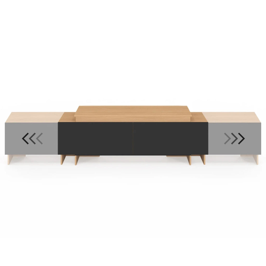 IDMarket - VLAD Mobile TV allungabile a 2 ante in legno e nero 140-240 cm