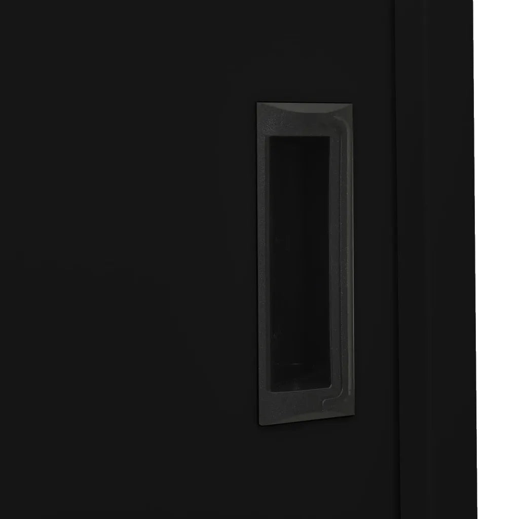 Armadio per Ufficio Anta Scorrevole Nero 90x40x180 cm Acciaio 335964