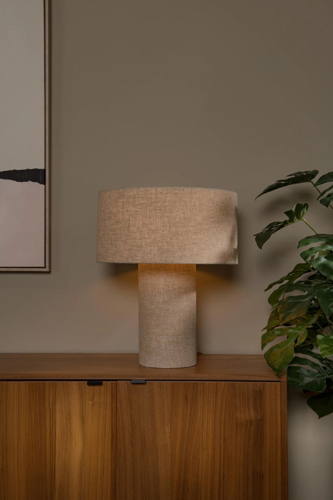 Lampada da tavolo LEEROY taupe lino 1xE27 Lucide