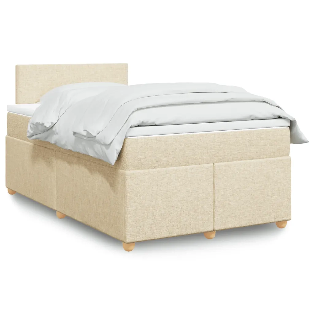 Giroletto a Molle con Materasso Crema 120x200 cm in Tessuto