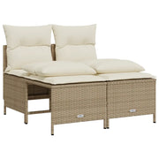 Set Divano da Giardino 4 pz | Set Salotto da Giardino con Cuscini Beige in Polyrattan