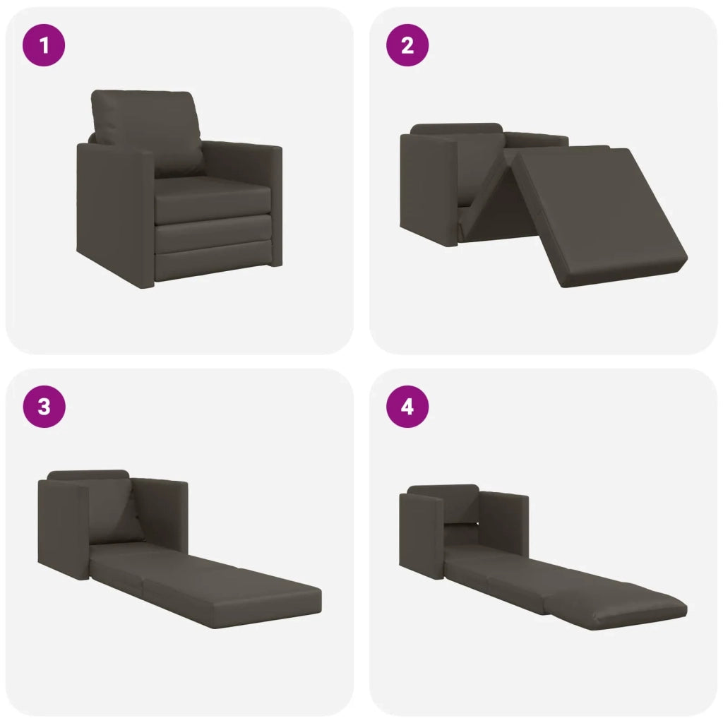 Divano letto 60cm Grigio Pelle Artificiale 4106632