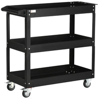 Carrello Porta Attrezzi a 3 Livelli 83x35,3x76 cm in Acciaio Nero