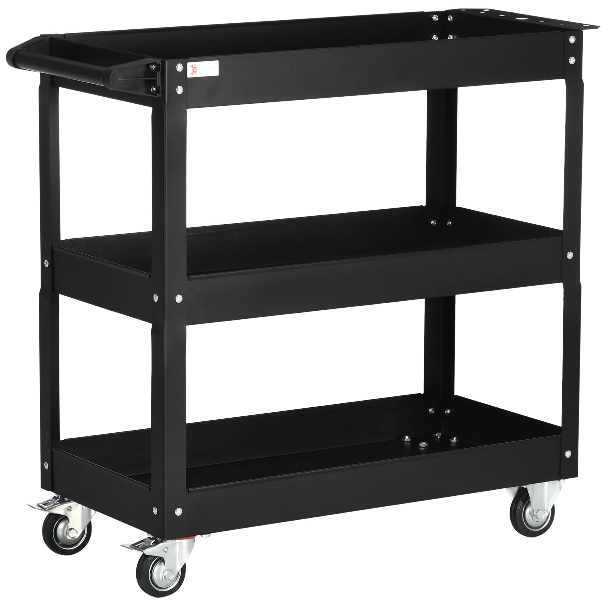 Carrello Porta Attrezzi a 3 Livelli 83x35,3x76 cm in Acciaio Nero
