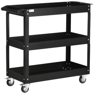 Carrello Porta Attrezzi a 3 Livelli 83x35,3x76 cm in Acciaio Nero