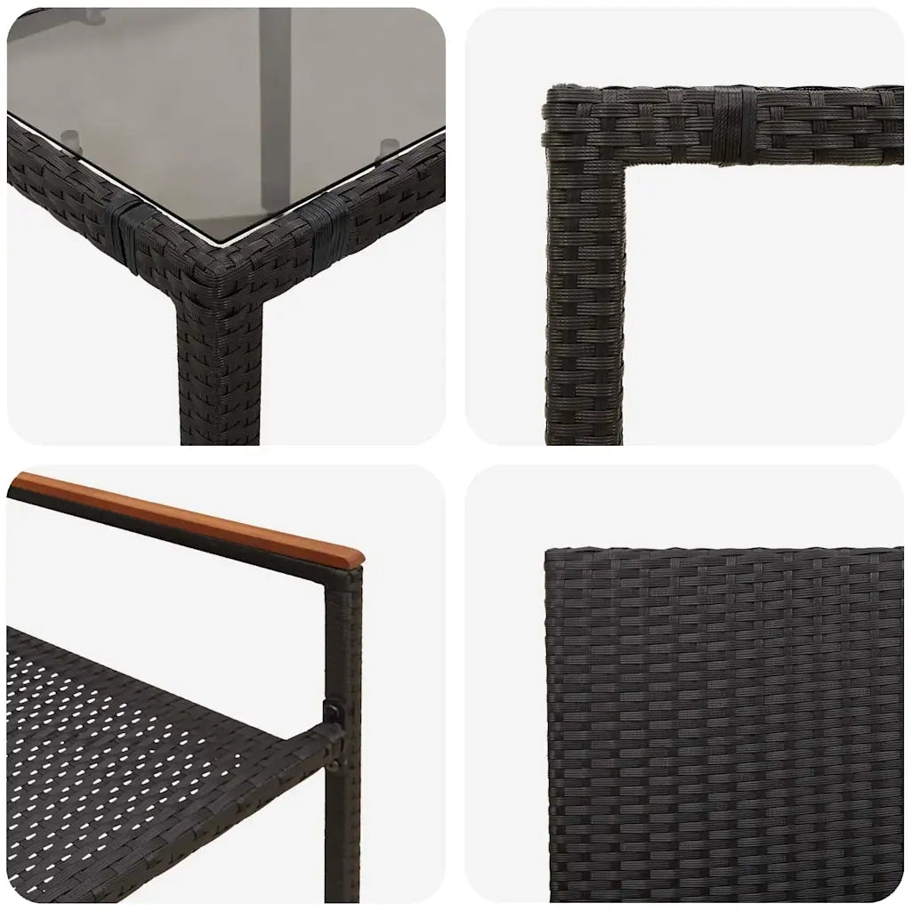 Set da Pranzo per Giardino 5 pz | Set Salotto da Giardino Nero polyrattan