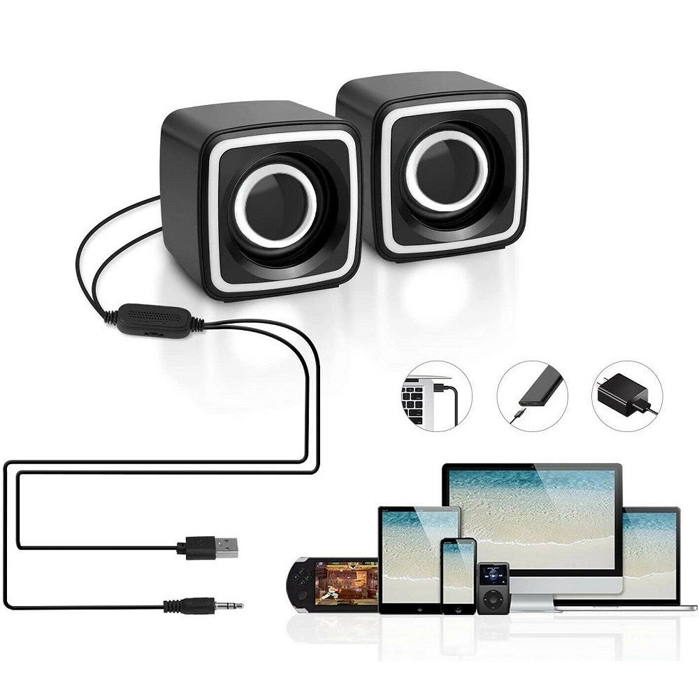 Trade Shop - Casse Audio 2.0 Aux Usb Altoparlanti Luce Rgb Per Pc Notebook 3 W X 2 Ab-d385 -