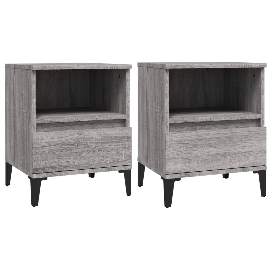 Set di 2 Comodini | Armadio da Notte | Mobiletto da notte Grigio Sonoma 40x35x50 cm