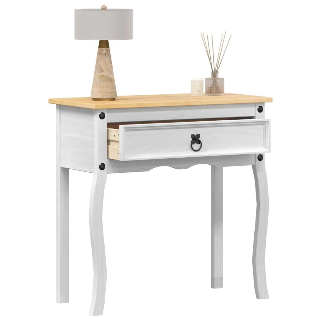 Tavolo Consolle Bianco 73 x 35 x 73 cm Pino massello