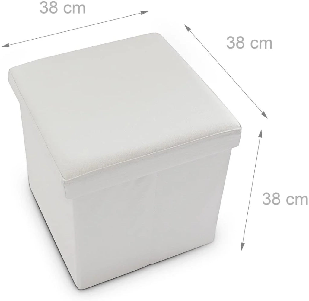 Pouf/sgabello pieghevole contenitore stabile materiale sintetico 38 cm bianco 13_0002806