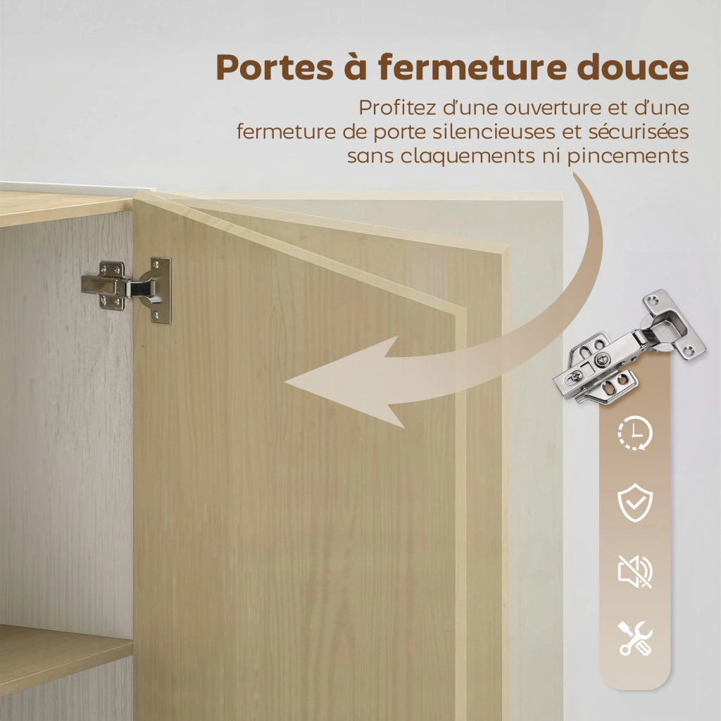 Buffet ¨C zephmum ¨C bianco e legno naturale, 80x40x135cm