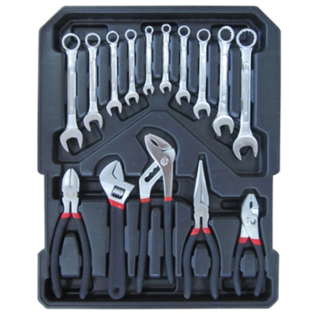 Trade Shop - Cassetta Attrezzi A Trolley Officina Portatile Con 187 Utensili 4 Scomparti -