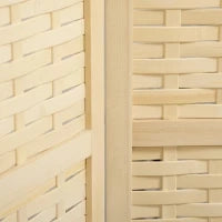 Paravento Separé da Interno a 4 Ante in Legno e Bambù, Pieghevole e Salvaspazio Altezza 170cm, Marrone