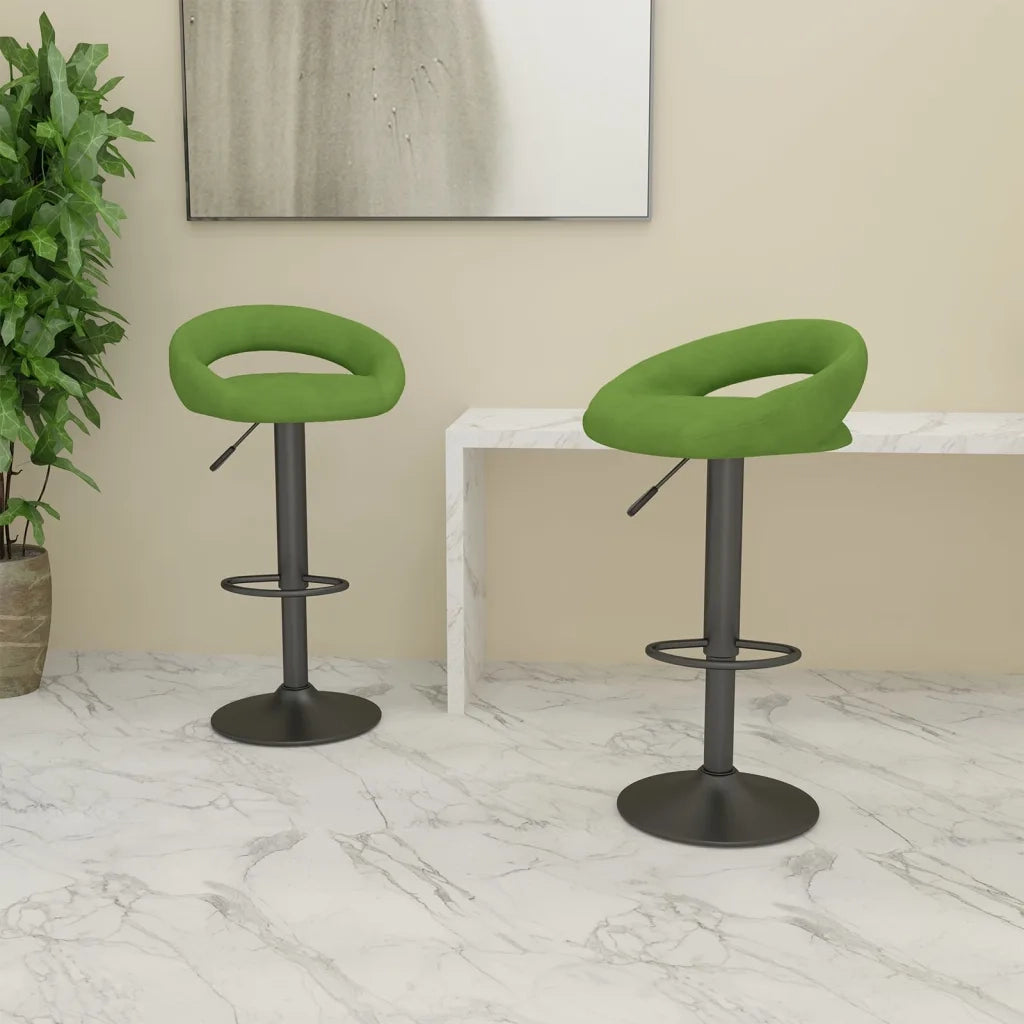 vidaXL Sgabelli da Bar 2 pz Verde Chiaro in Velluto