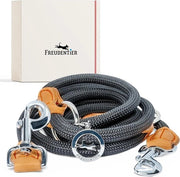 Cinturone per cani in pelle nera premium, 2 metri, 3 volte regolabile, a forma rotonda, con elementi in pelle di alta qualità marrone, inclusa scatola regalo, cinturone robusto per cani