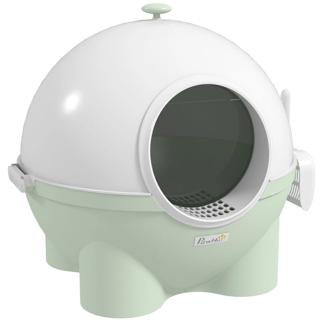Mobile per lettiera gatto con porta ¨C zephmum ¨C verde e bianco 53x51x48 cm