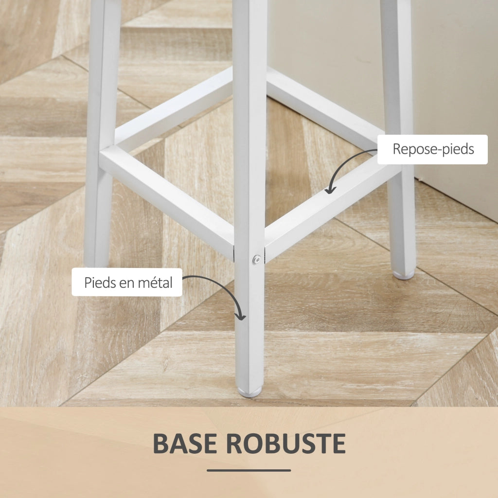 Sgabelli Moderni con Reposepiedi ¨C zephmum ¨C Bianco e Effetto Legno 65 cm