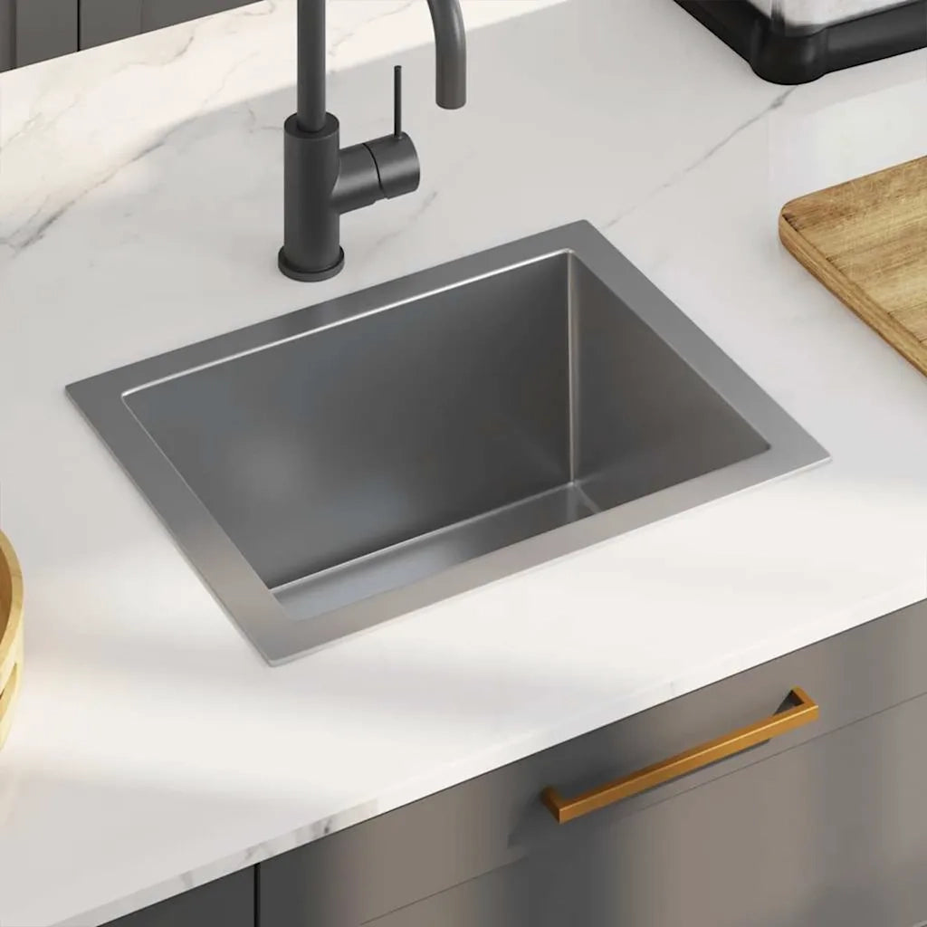 Lavello da Cucina Lavorato a Mano-Lavandino-Lavabo in Acciaio Inox 361029