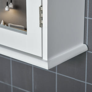 Pensile da Bagno 1 Anta Specchio 41x14x60 cm a Chiusura Magnetica Bianco