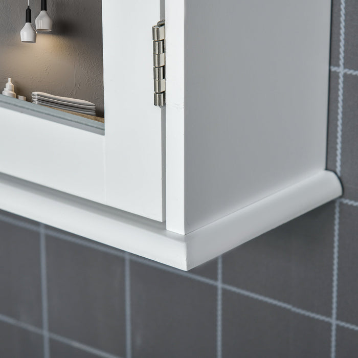 Pensile da Bagno 1 Anta Specchio 41x14x60 cm a Chiusura Magnetica Bianco